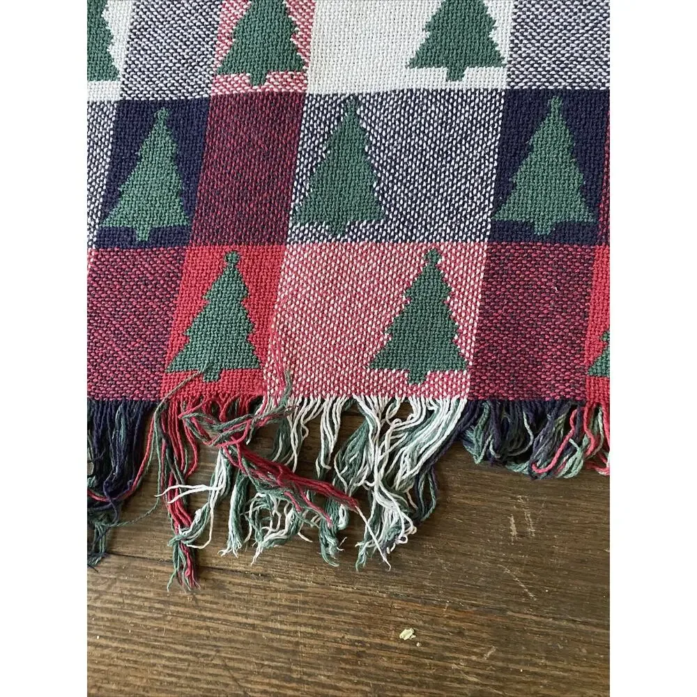 Afghan Knitted Throw Blanket 50X60 Trees Holiday Xmas Christmas Reversible Read!